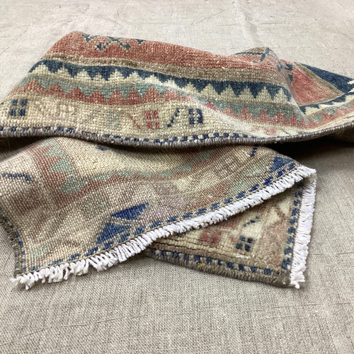 手織りトルコ絨毯 84x46cm ヴィンテージラグ カーペット・絨毯