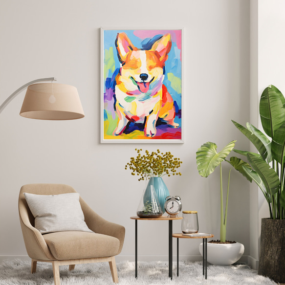 【マイフレンド - ウェルシュコーギー犬 No.3】抽象画 アートポスター 犬の絵 犬の絵画 犬のイラスト 7枚目の画像