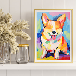 【マイフレンド - ウェルシュコーギー犬 No.3】抽象画 アートポスター 犬の絵 犬の絵画 犬のイラスト 8枚目の画像