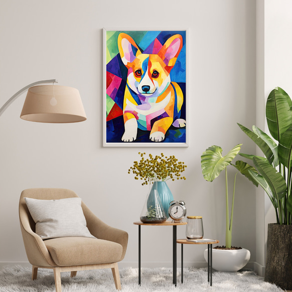 【マイフレンド - ウェルシュコーギー犬 No.4】抽象画 アートポスター 犬の絵 犬の絵画 犬のイラスト 7枚目の画像