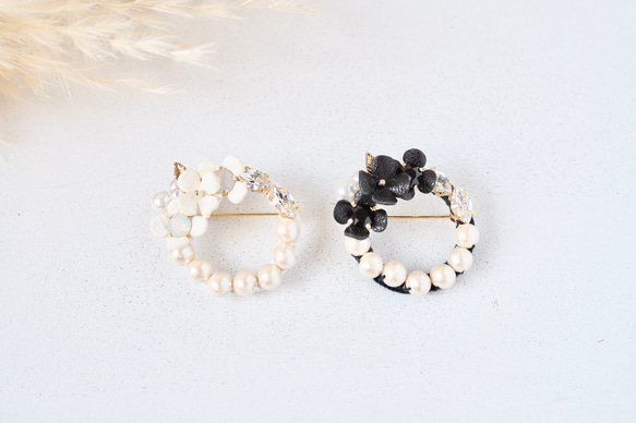 Leather Jewel ビジューブローチ　ホワイト 7枚目の画像