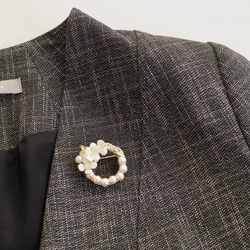 Leather Jewel ビジューブローチ　ホワイト 5枚目の画像