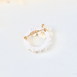 Leather Jewel ビジューブローチ　ホワイト 4枚目の画像