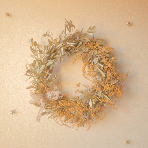 Creema限定！母の日ギフト】ミモザとオリーブのドライフラワーリース