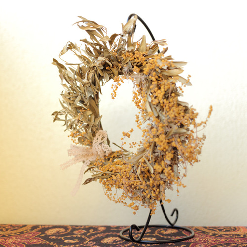 Creema限定！母の日ギフト】ミモザとオリーブのドライフラワーリース