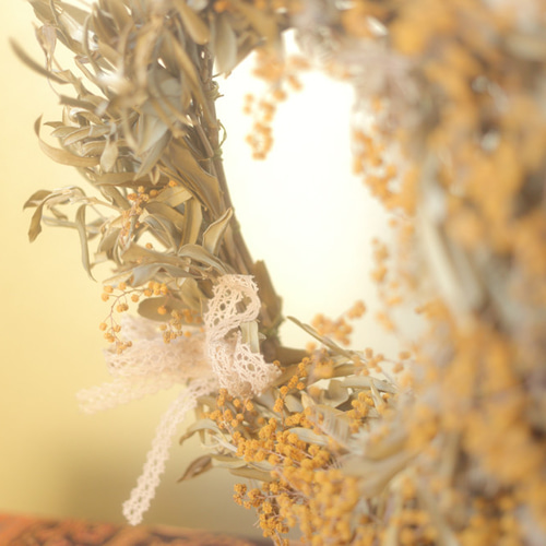 Creema限定！母の日ギフト】ミモザとオリーブのドライフラワーリース