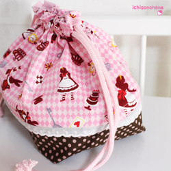 ●HappyBag●お弁当袋３点セット『アリスダイヤ・グリーン＆ピンク』6431　ランチョンマットＳサイズ 11枚目の画像