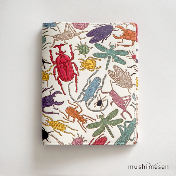 ＜1点あります＞文庫革「日本の昆虫シリーズ」ブックカバー（文庫本サイズ）マルチカラー 日本の昆虫シリーズ ブックカバー 文庫本サイズ