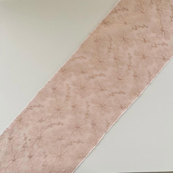 半衿 薄柿 綿麻 ハートの花の刺繍 コットンリネン ピンク 半襟 綿麻レース 夏 8枚目の画像