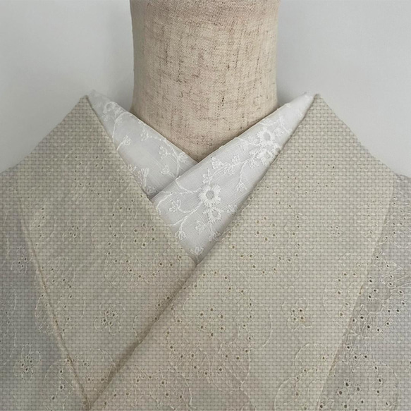 半領白色棉麻藤花刺繡棉麻半領棉麻蕾絲四季 第3張的照片