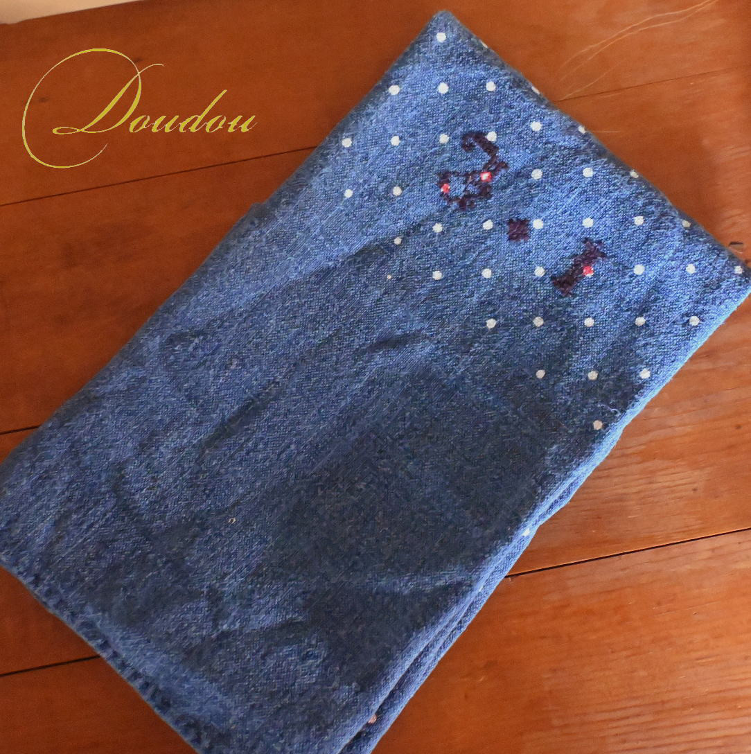 ハンガリアンリネンリネン　インディゴ　Sドット【hi0001】