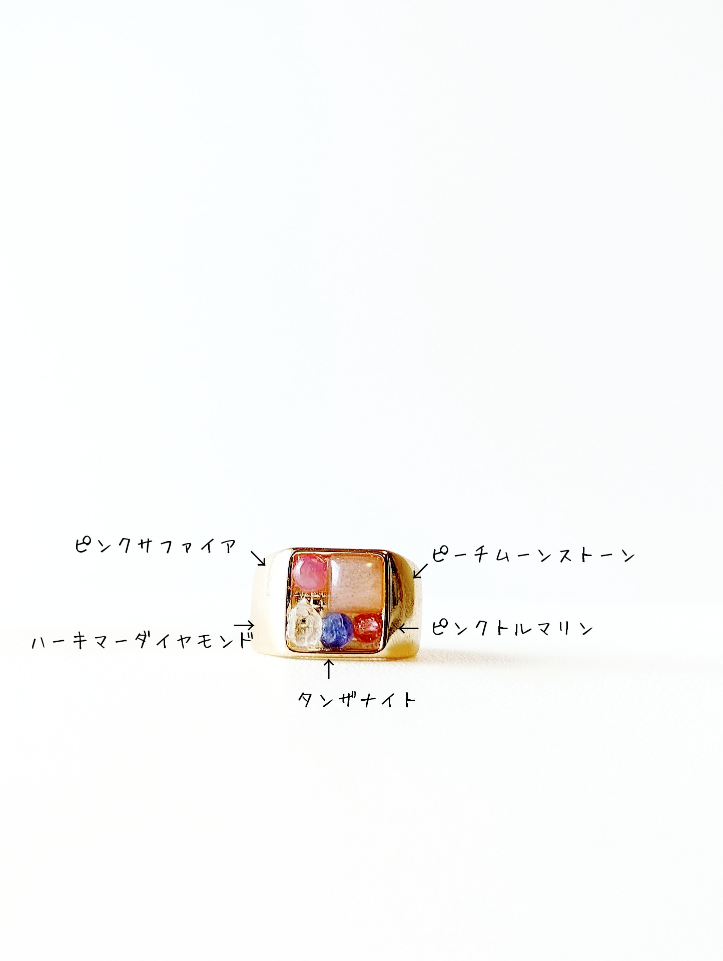 ムーンストーン　リング　ピンクトルマリンリング　タンザナイト　リング　天然石　リング　天然石　指輪　アート作品