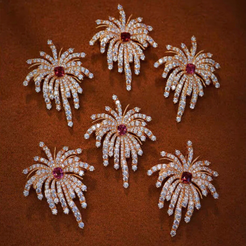 新年花火】天然スピネル 2way ブローチ バックル ペンダント キラキラ