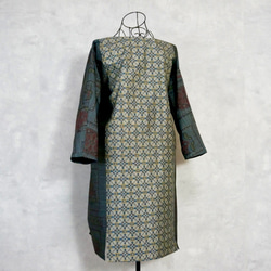 着物リメイクロングチュニック&スヌード〜四季で心地良い上質大島紬素材〜kimono remake long tunic 2枚目の画像