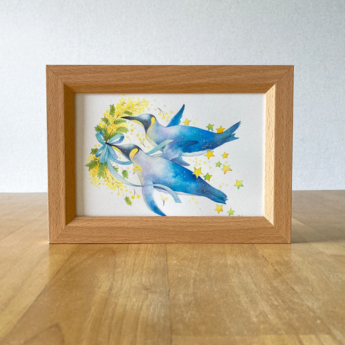 比毛ボーボ【ヒゲペンギン・額付】画家：浅羽容子 | 心しか