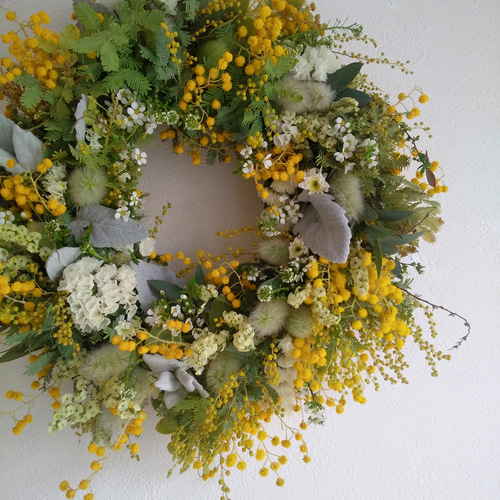 受注制作春の野原のミモザリース④