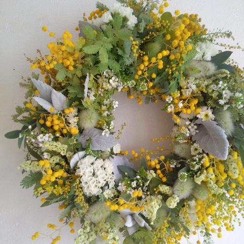 受注制作春の野原のミモザリース④ 