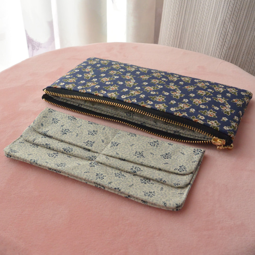 【LIBERTY】長財布　花柄　水色 楽天市場】長財布 薄い L字ファスナー LiBERTE(リベルテ
