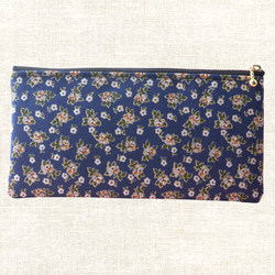 【LIBERTY】長財布　花柄　水色 リバティプリント使用 長財布 ネイビー小花柄 長財布 KYC club