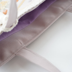 [梅花、貝殼、菊花圖案淺紫色絲綢腰帶翻版迷你副包正裝包] 適合日常使用、婚禮、派對和日式包袋。 第4張的照片