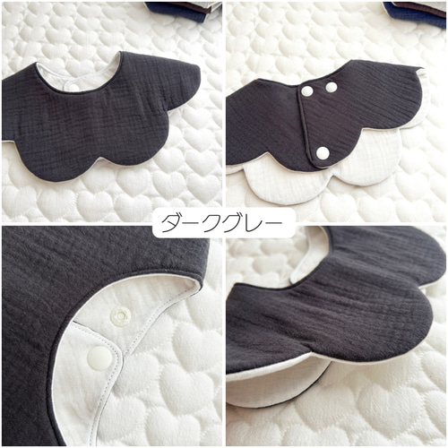 ハンドメイド　スタイ　ぽこぽこダブルガーゼ　花びらスタイ ♡ぽこぽこダブルガーゼのハート柄花びらスタイ♡ スタイ