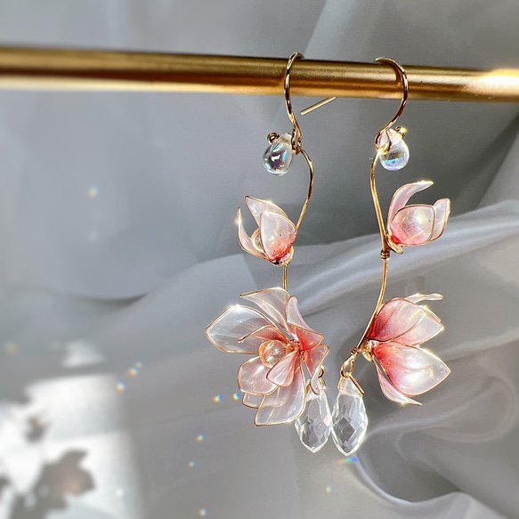 木蓮 ピアス/イヤリング ディップアート アメリカンピアス ワイヤー 赤