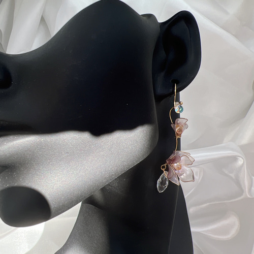 木蓮 ピアス/イヤリング ディップアート アメリカンピアス ワイヤー 赤