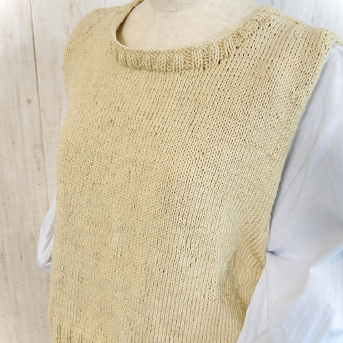 24ss【BASCO】和紙糸2WAYクロップドニットベスト　日本製 受注制作】2wayも楽しめる手編みのバッククロスニットベスト