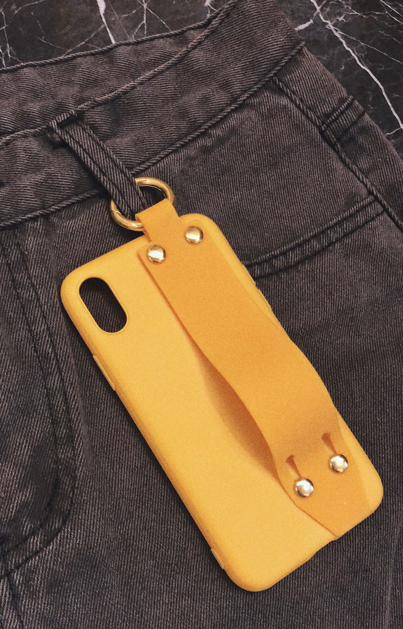 Ring Karabiner&Band iPhone Case (yellow) スマートフォングッズ イエロー 黄色 1枚目の画像