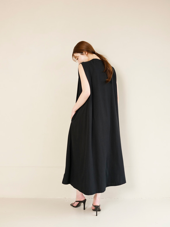 コットン100% ショルダータック カットソー ノースリーブ ワンピース 20枚目の画像