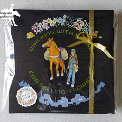 ファブリックパネル/長崎の花売り馬と少女/30㎝×30㎝/ハンドクラフト 6枚目の画像