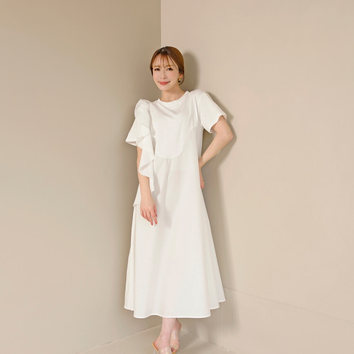 anita リメイク フリル付きカットソーワンピース 半袖 aquagarage フリル袖カットソーワンピース レディース 春 夏