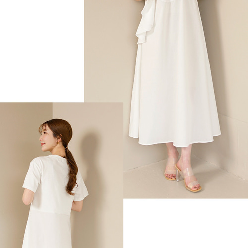 SALE】アシメ 肩フリル Aライン ドッキング カットソー