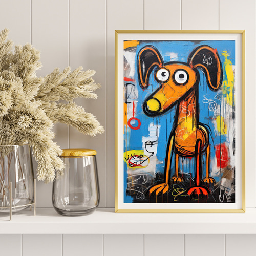 ストリートドッグ - ダックスフンド犬 No.1】抽象画 現代アート
