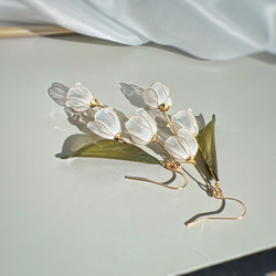 鈴蘭 ピアス/イヤリング  ディップアート アメリカンフラワー ワイヤー 春 成人式 卒業式 入学式 結婚式 ブライダル 11枚目の画像
