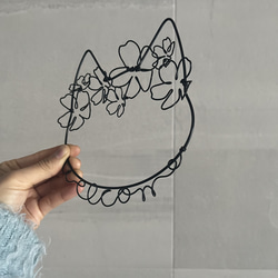桜の花冠と猫　welcome ウェルカム　ワイヤーアート　レタリング　虫ピン無料 10枚目の画像