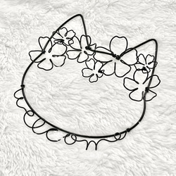 桜の花冠と猫　welcome ウェルカム　ワイヤーアート　レタリング　虫ピン無料 13枚目の画像