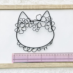 桜の花冠と猫　welcome ウェルカム　ワイヤーアート　レタリング　虫ピン無料 18枚目の画像