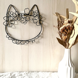 桜の花冠と猫　welcome ウェルカム　ワイヤーアート　レタリング　虫ピン無料 8枚目の画像