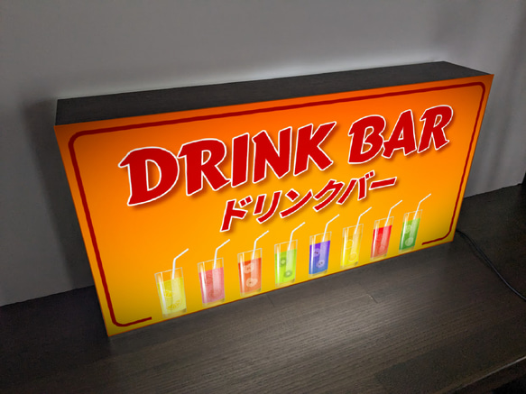 【Lサイズ】ドリンクバー ジュース フリードリンク 飲み放題 食堂 レストラン 店舗 看板 置物 雑貨 ライトBOX 3枚目の画像