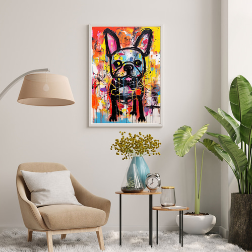 ⭕原画 after dinner 2016 フレンチブル 犬の現代アート 絵画 原画 after dinner 2016 フレンチブルドック 絵画 現代アート