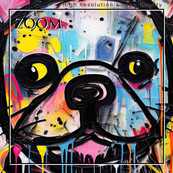 【ストリートドッグ - フレンチブルドッグ犬 No.1】抽象画 現代アートポスター 犬の絵 犬の絵画 犬のイラスト 3枚目の画像