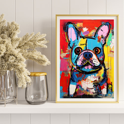 【ストリートドッグ - フレンチブルドッグ犬 No.3】抽象画 現代アートポスター 犬の絵 犬の絵画 犬のイラスト 8枚目の画像