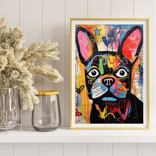 ストリートドッグ - フレンチブルドッグ犬 No.4】抽象画 現代アート