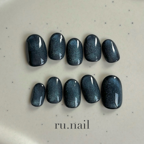 No.10 深海 ダークブルー マグネットネイル /キラキラネイル/ブルー  