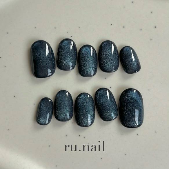 No.10 深海 ダークブルー マグネットネイル /キラキラネイル/ブルー