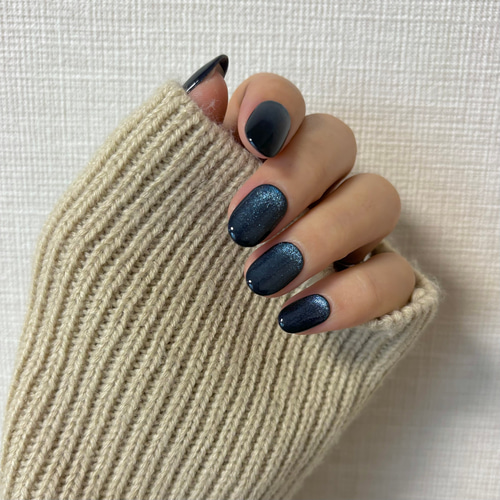 No.10 深海 ダークブルー マグネットネイル /キラキラネイル/ブルー
