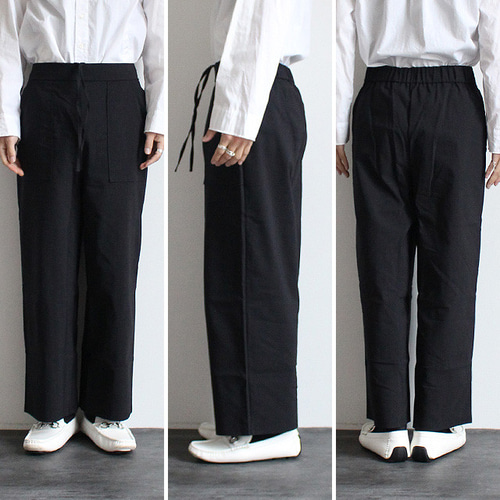 ベイカー風コットン×リネンワイドパンツ ロングパンツ albino