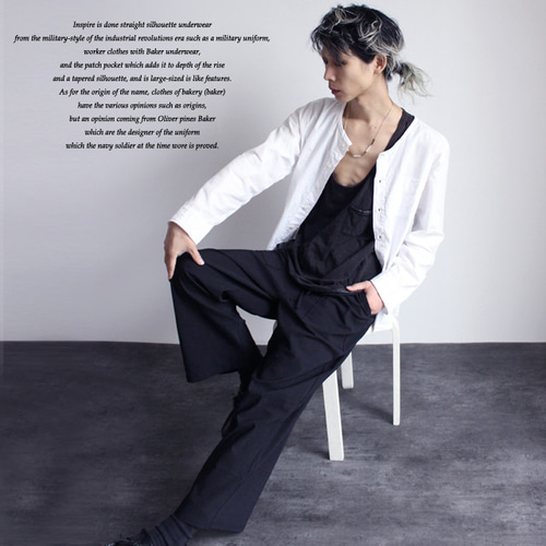 ベイカー風コットン×リネンワイドパンツ ロングパンツ albino