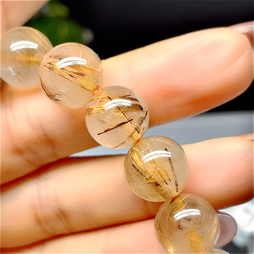 【天然石】ゴールドルチルクウォーツ④ 高品質】ゴールドルチルルチルクォーツブレスレットルチル天然石4